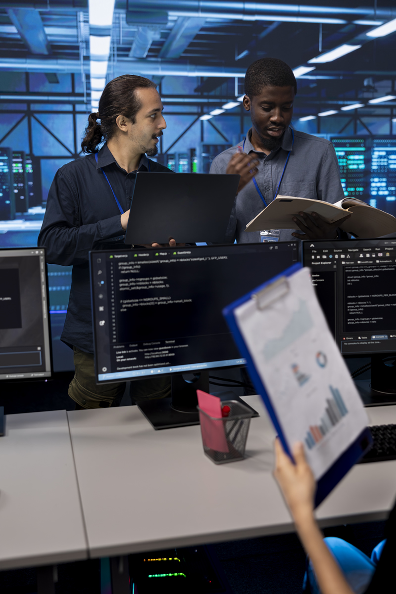 man-inspects-server-hub-infrastructure-reading